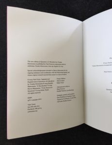 Colophon page, Quantum Art Manifesto